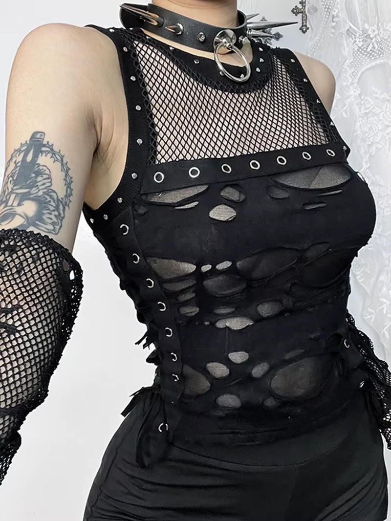Mesh&Slash Adjustable Tank Top