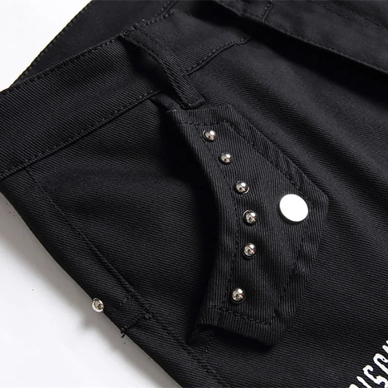 Classic punk - black jeans with patches and prints
