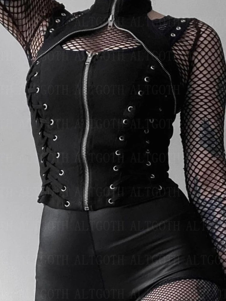 Corset vest with zipper and laces