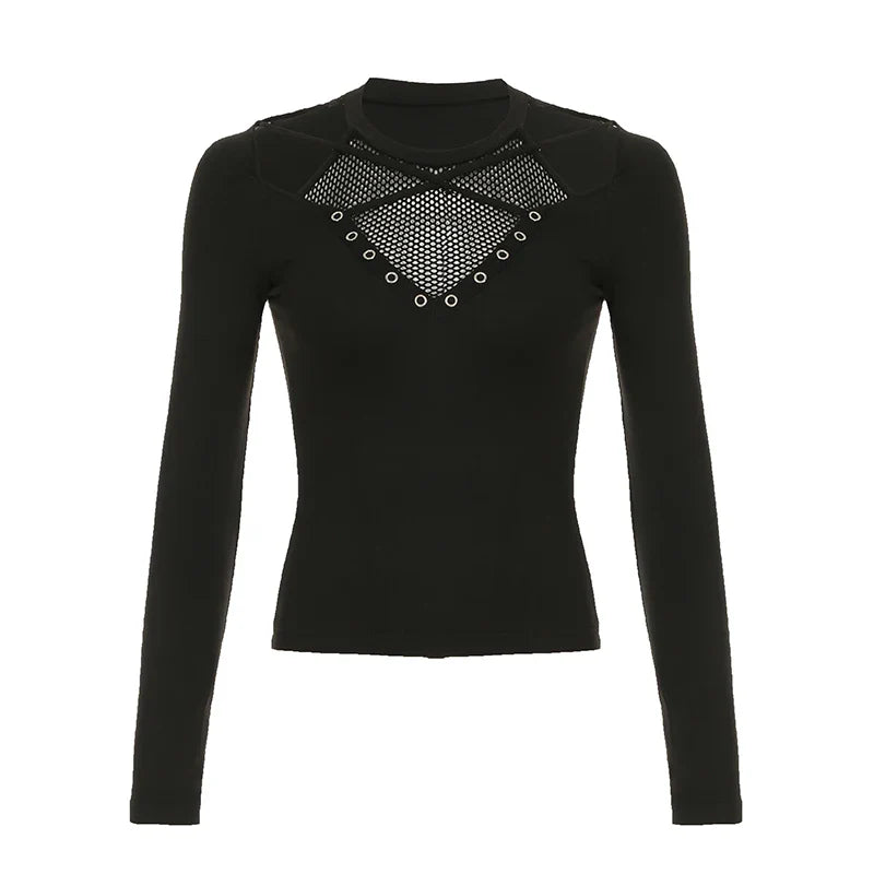 Bewitched - Long sleeve shirt with mesh cut out