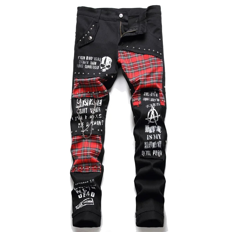 Classic punk - black jeans with patches and prints