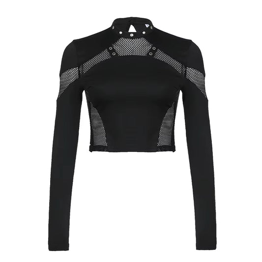 Dance in the dark - Long sleeve shirt with mesh design