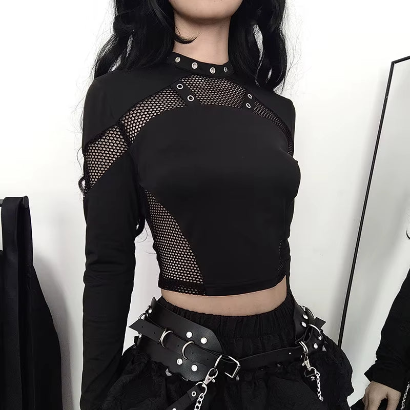 Dance in the dark - Long sleeve shirt with mesh design