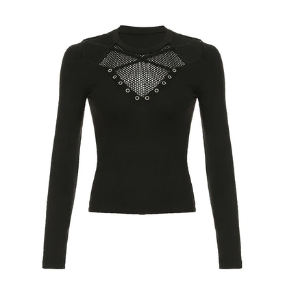 Bewitched - Long sleeve shirt with mesh cut out