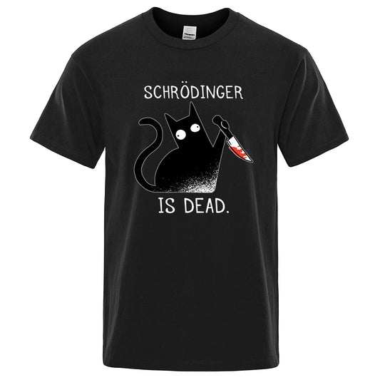 SCHRODINGER IS DEAD BLACK CAT T-SHIRT